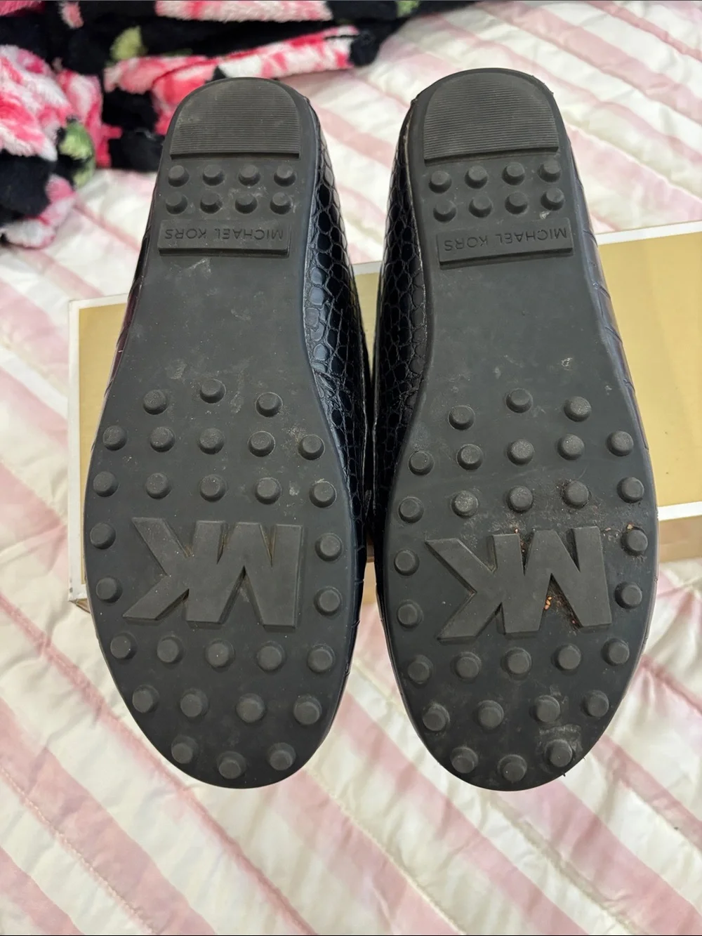 Michael Kors Black Loafers with MK Logo Soles